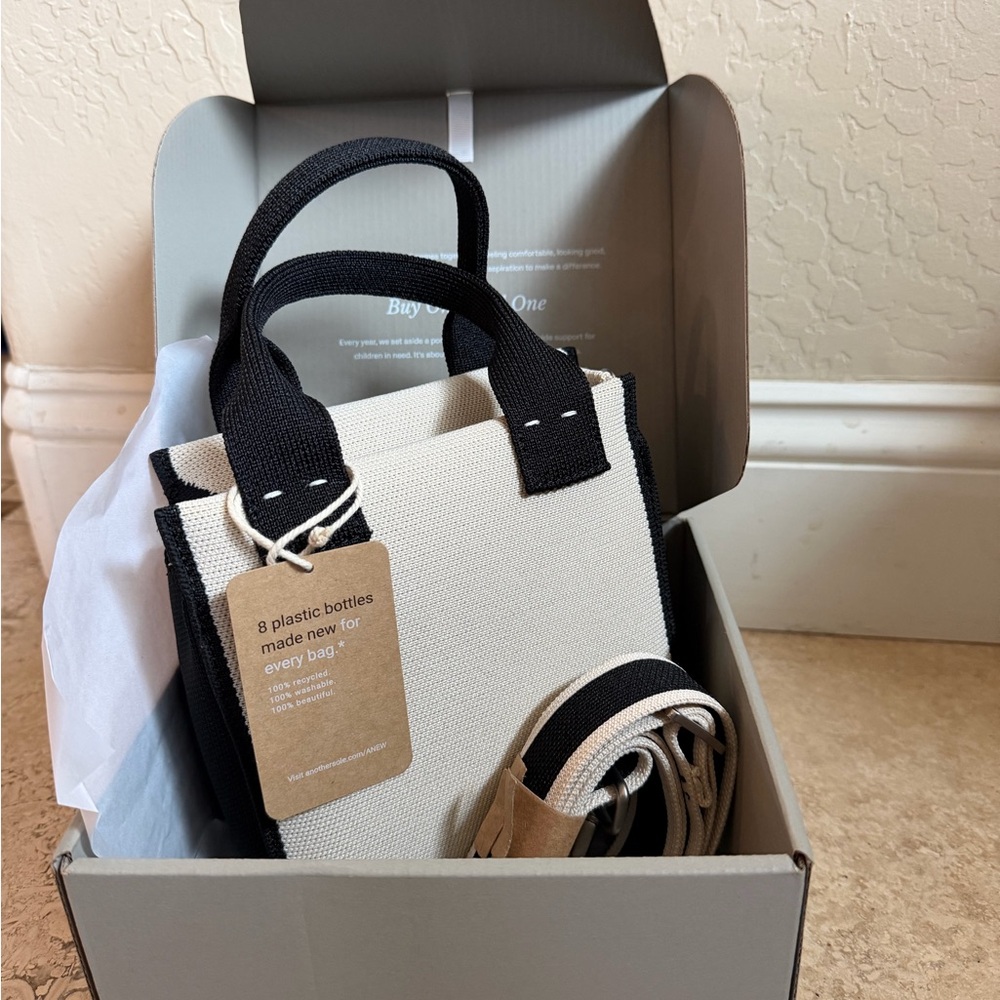 Anothersole Stylish Black and Cream Mini Tote Bag